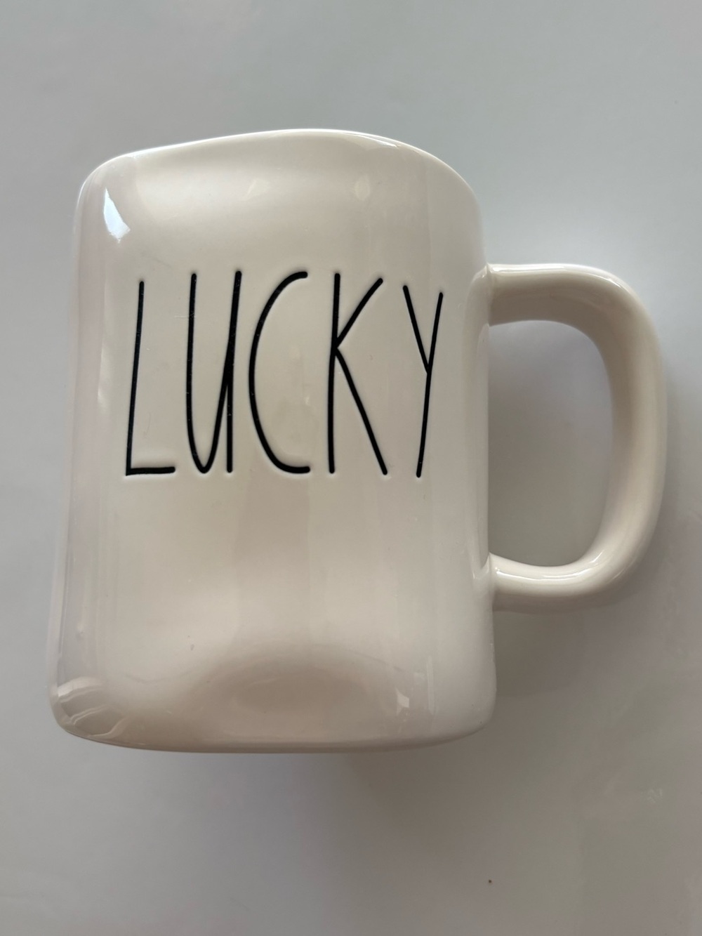 Rae Dunn Lucky White Ceramic Coffee Mug